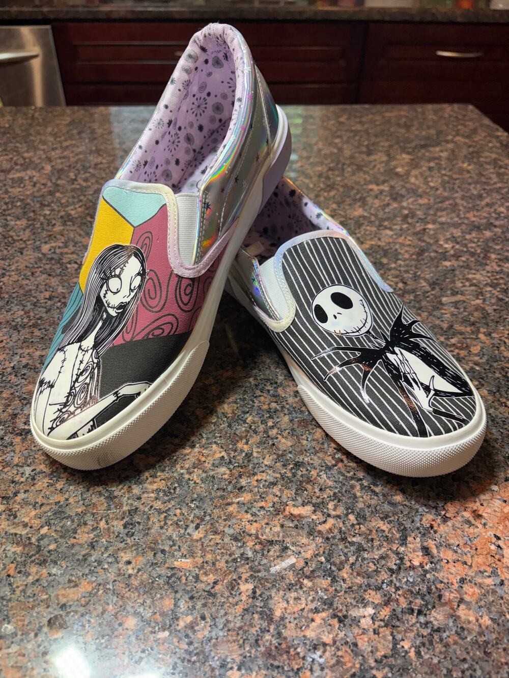 Disney The Nightmare Before Christmas Jack & Sally Slip On Sneakers Size 9.5